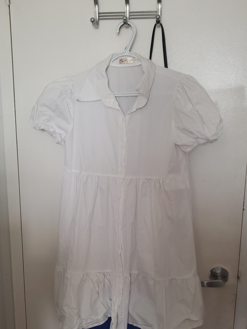 Mystic White Puff-Sleeve Mini Dress